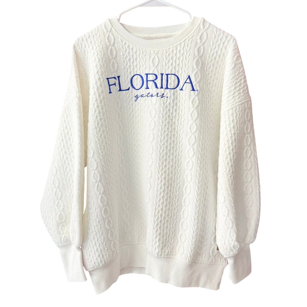 Pressbox Florida Gators White Cable Knit Sweatshirt Womens Medium 65H15CMG‎